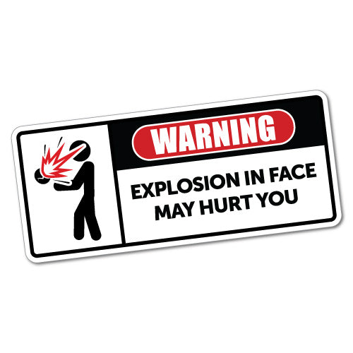 Warning Funny Explosion In Face Sticker