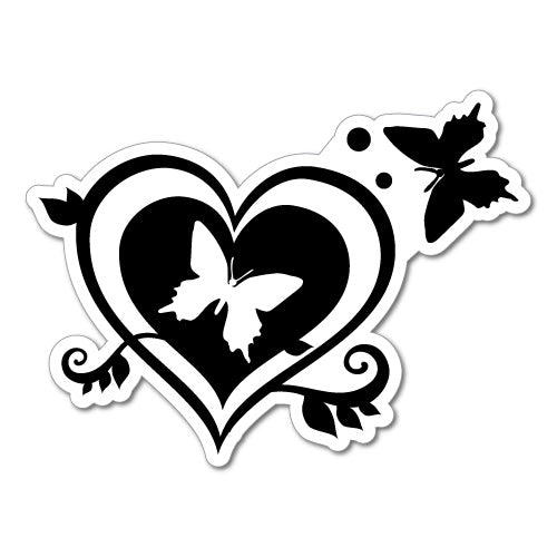 Butterflies & Heart Sticker