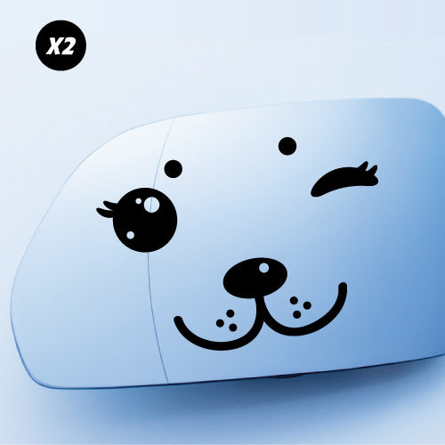 2X Seal Smily Face Rearview Mirror Sticker