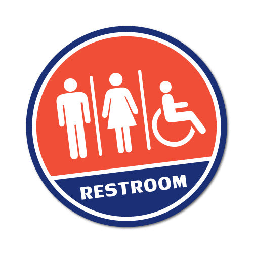 Restroom Round Retro Style Toilet Sticker