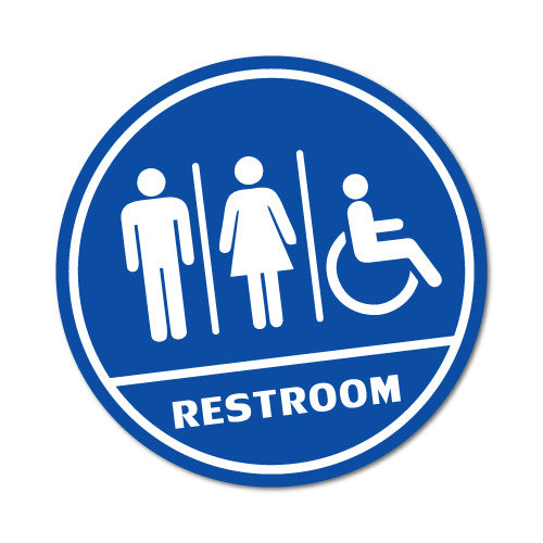Restroom Round Blue Toilet Sticker