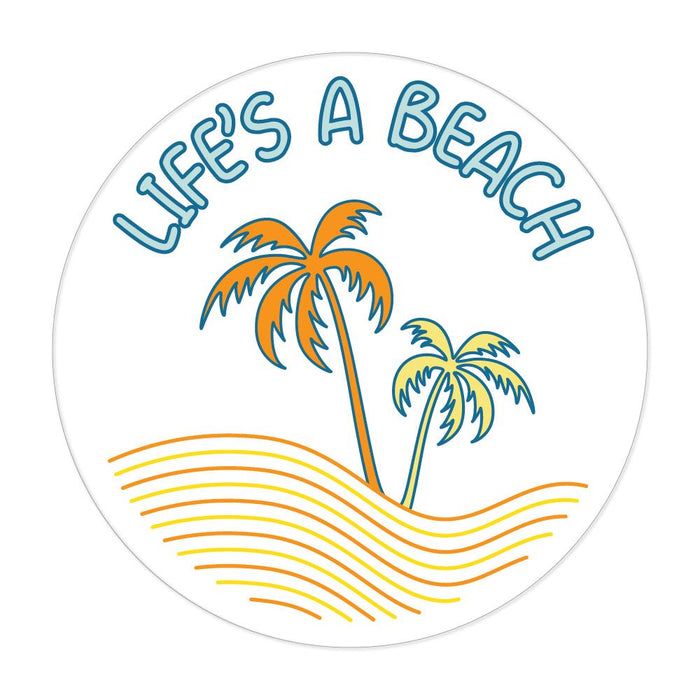 Life'S A Beach Pun Funny Summer Sun Palm Trees Sand Ocean Car Sticker Decal