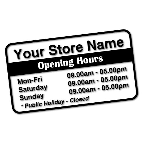 Custom Opening Hours Sticker | Signage Stickers - Sticker Collective