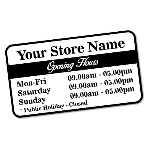 Custom Opening Hours Script Sticker | Signage Stickers - Sticker Collective