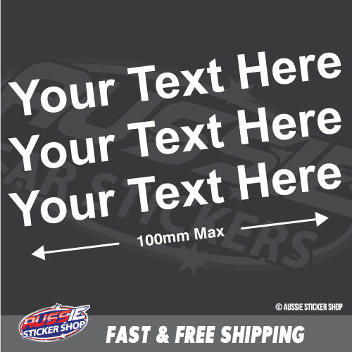 3X Custom Text Or Name 100Mm Sticker