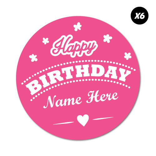 6X Custom Name Girl'S Birthday Sticker