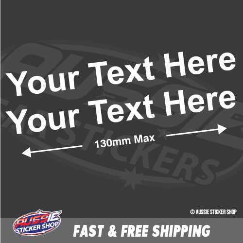 2X Custom Text Or Name 130Mm Sticker