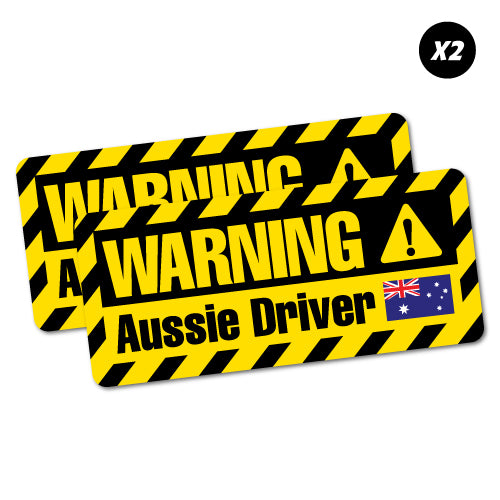 2X Funny Warning Aussie Driver Sticker