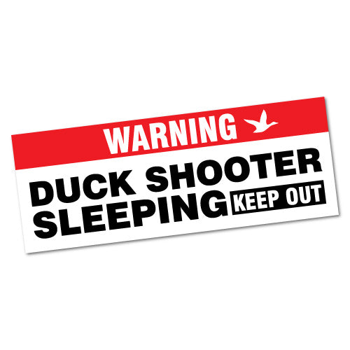 Warning Duck Shooter Sleeping Sticker