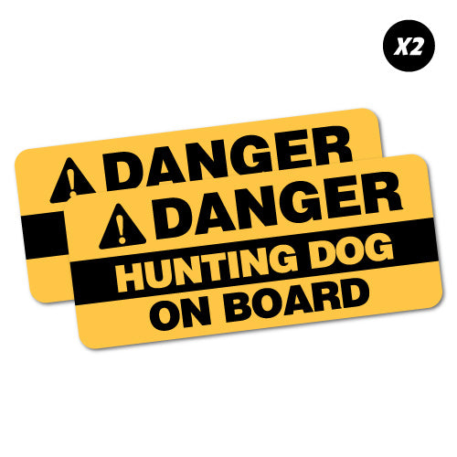 2X Danger Hunting Dog On Board Sticker