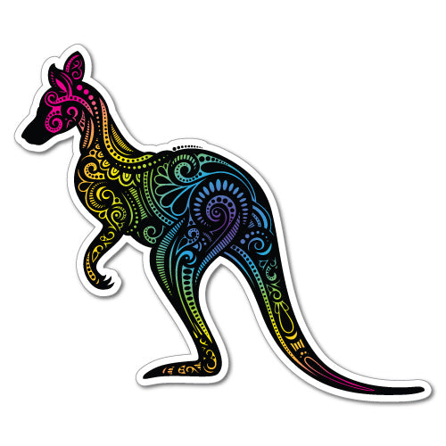 Flowery Rainbow Kangaroo Aussie Sticker