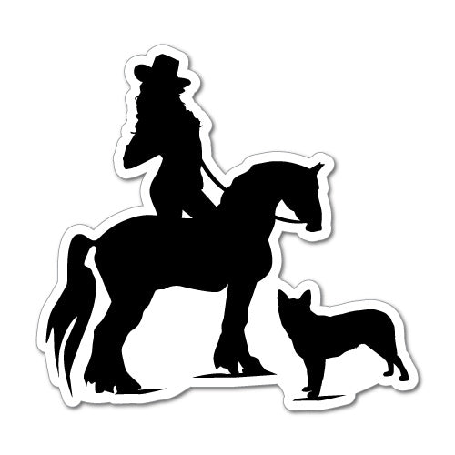 Girl Horse Cattle Dog Outback 4X4 Country Sticker