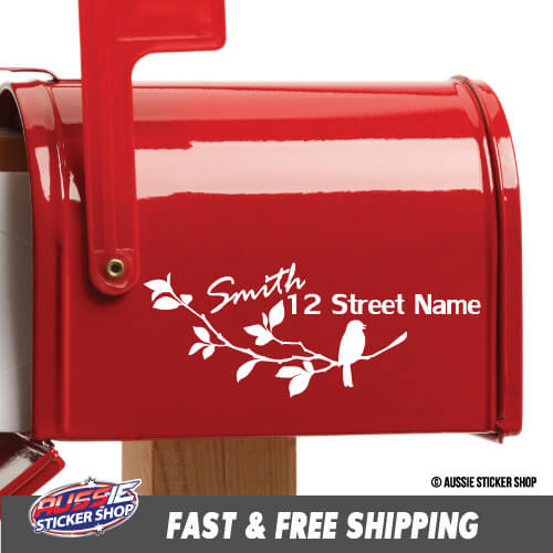 Custom Address & Surname Bird Mailbox Sticker