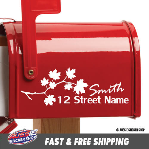 Custom Address & Surname Leaves Mailbox Sticker