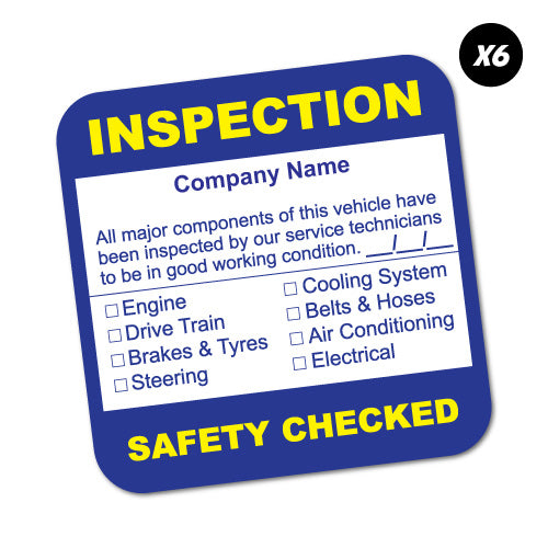 6X Custom Company Name Inspection Service Sticker