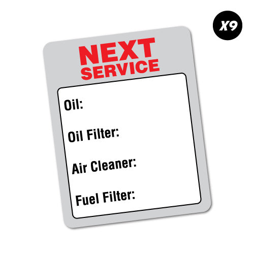 9X Oil Filter Next Service Sticker