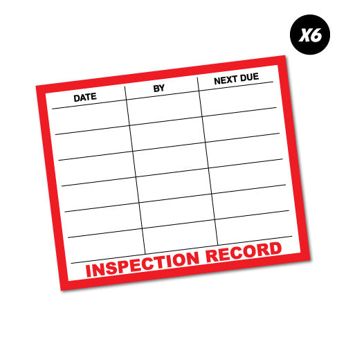 6 X Inspection Record Next Due Sticker