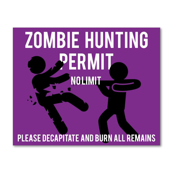 Zombie Hunting Permit Sticker Decal