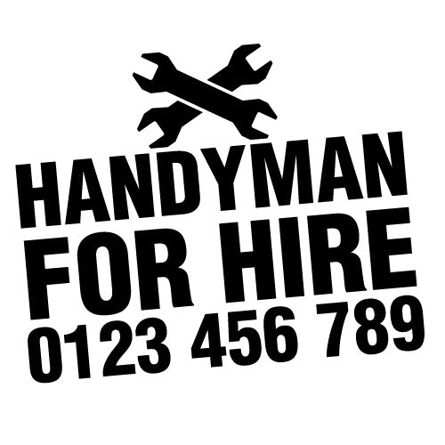Custom Tel Number Handyman For Hire Car Van Sticker