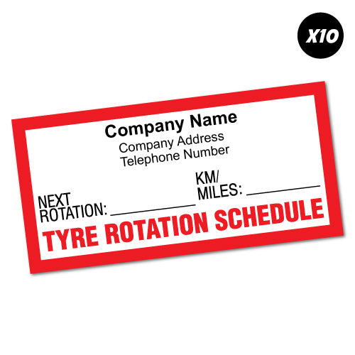 10X Custom Company Tyre Tire Rotation Due Sticker
