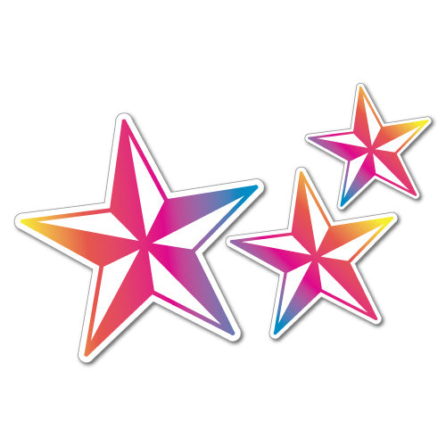3X Rainbow Nautical Star Sticker