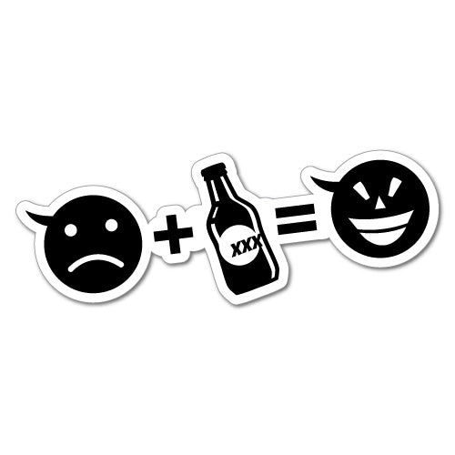 Sad Face Plus Beer = Happy Car Esky Fridge Sticker