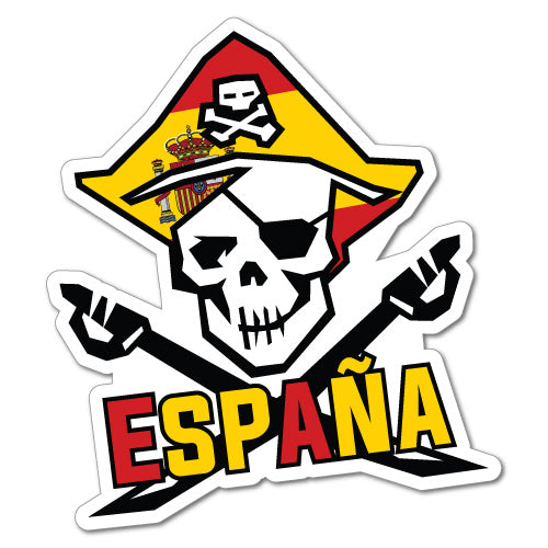 Spain Espana Flag Pirate Skull Sticker
