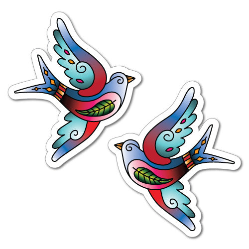 2 X Blue Swallow Bird Sticker