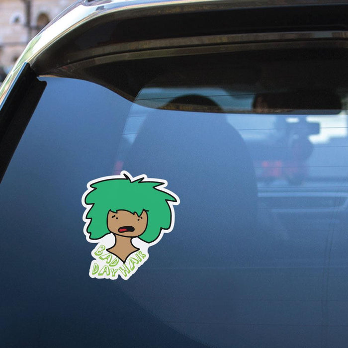 Green Bad Hair Day Sticker Decal