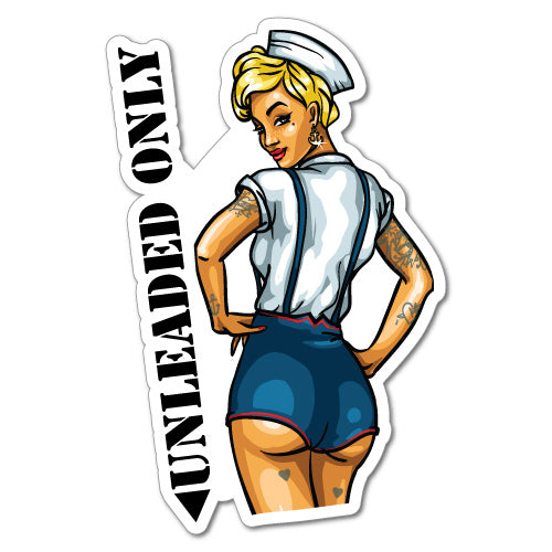 Unleaded Only Hot Sailor Petrol Fuel Cap Sticker