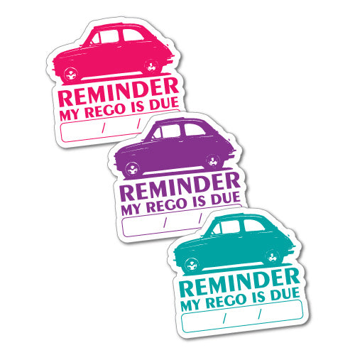 3X Reminder My Rego Is Due Mini Car Sticker