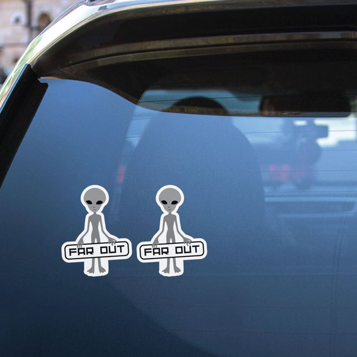 2X Far Out Alien Sticker Decal