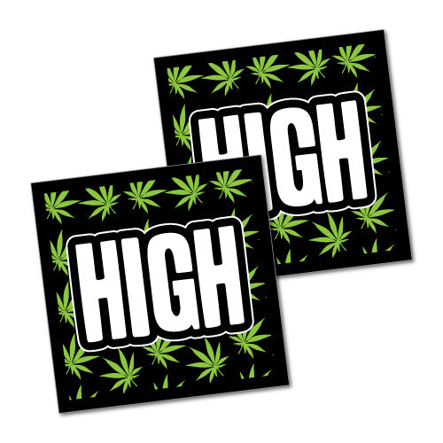 2X High On Weed Funny Stickers