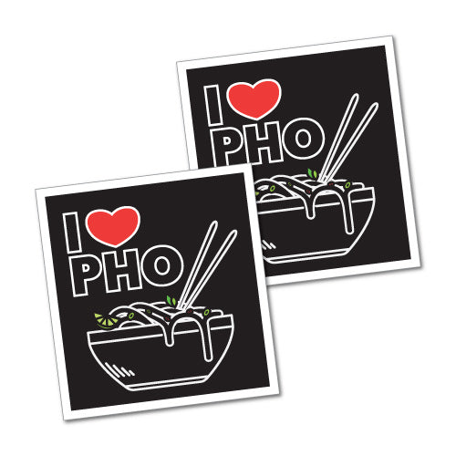2X I Love Pho Bowl Vietnamese Funny Sticker
