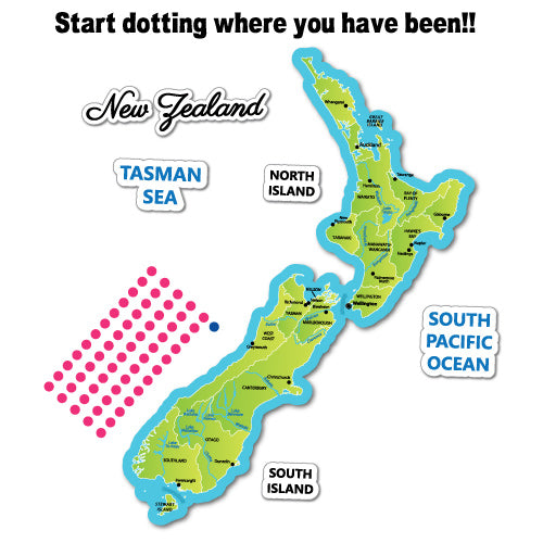 New Zealand Travel Map Green Sticker