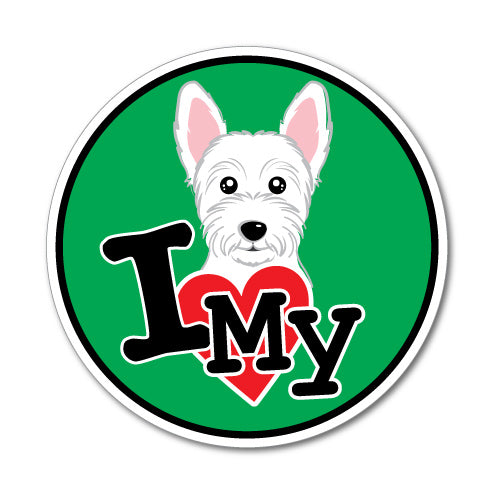 I Love My White Terrier Sticker