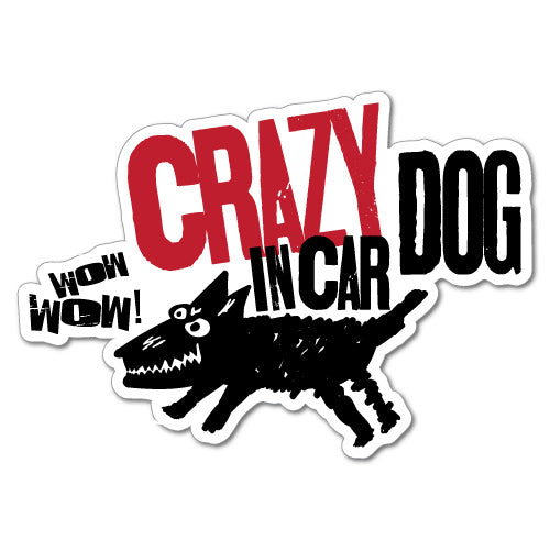 Crazy Dog In Car Sticker