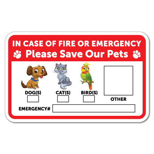 Please Save Our Pets Emergency Sticker
