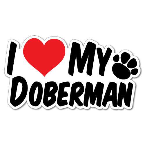 I Heart My Doberman Sticker