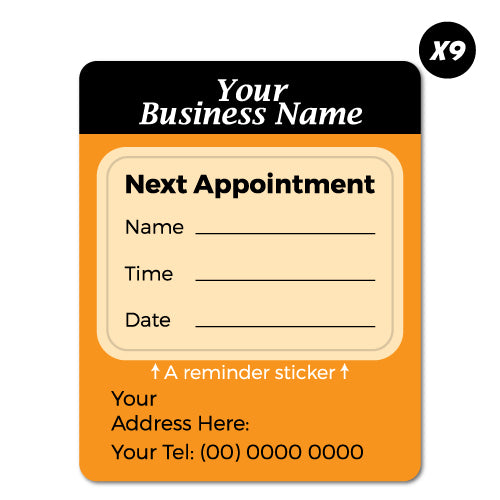 Next Session Sticker 9X Custom Orange Next Appointment Service Sticker | Service Due ...