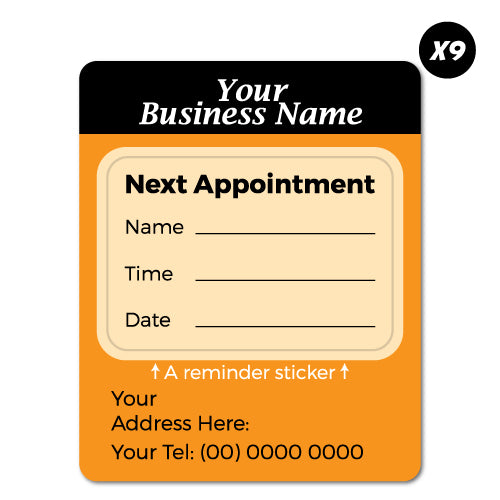 9X Custom Orange Next Appointment Service Sticker