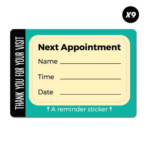 9X Next Appointment Service Reminder Sticker