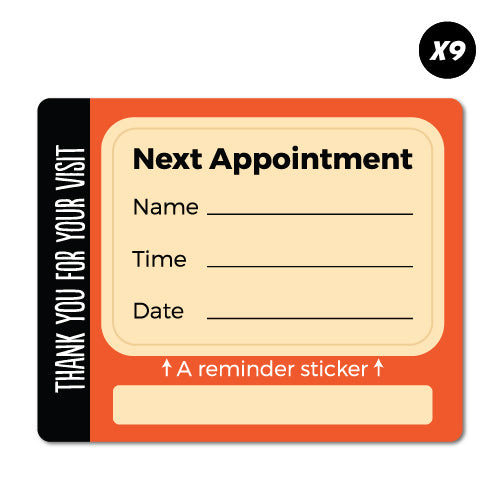 9X Red Next Appointment With Note Service Reminder Sticker