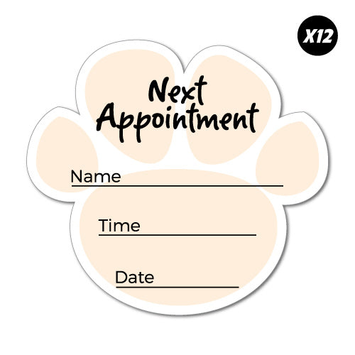 12X Next Appointment Pet Paw Service Reminder Sticker