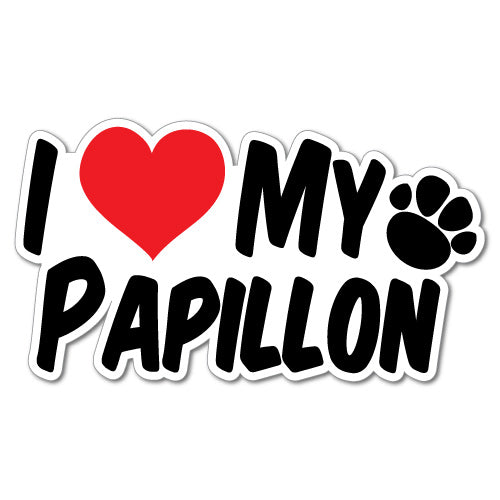 I Heart My Papillon Sticker