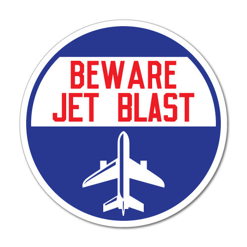 Beware Jet Blast Plane Sticker
