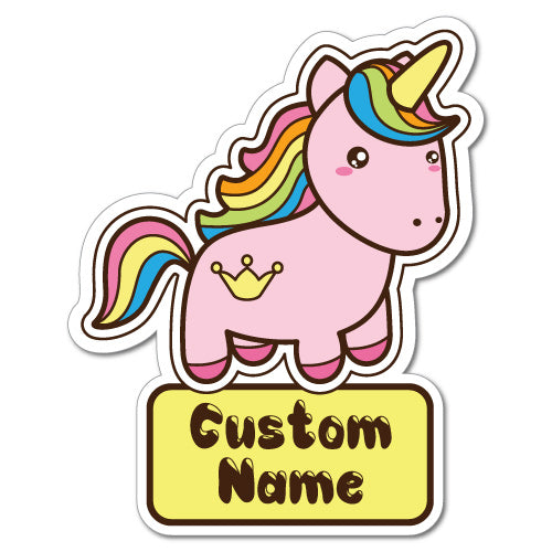 Custom Kid'S Name Unicorn Pink Sticker