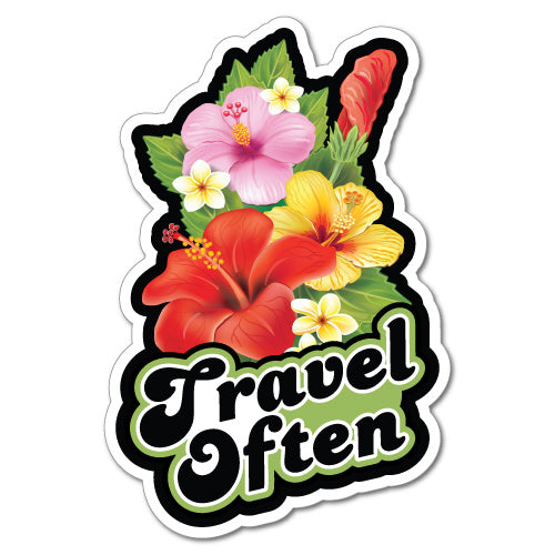 Travel Often Tropical Flowers Sticker
