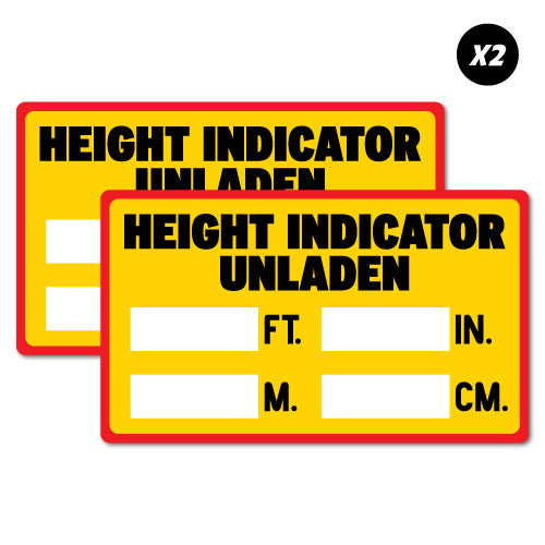 2 X Height Indicator Unladen Hgv Commercial Vehicle Cav Sticker