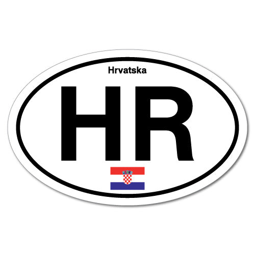 Hr Croatia Croatian Country Code Hrvatska Oval Sticker